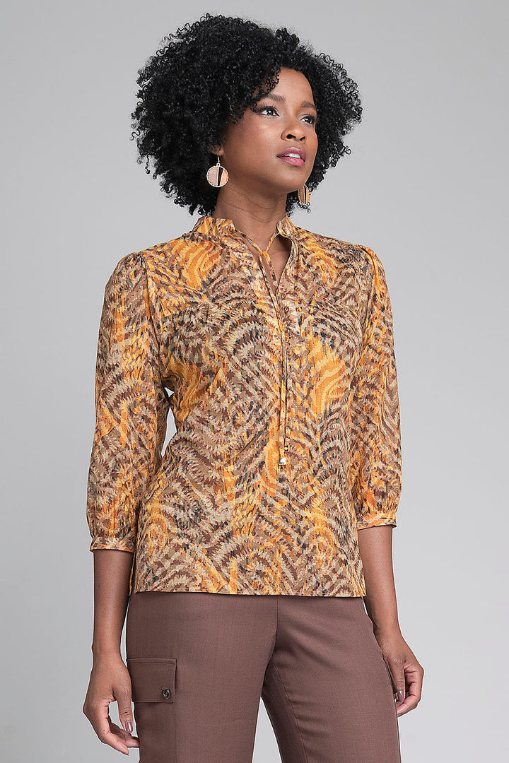 Blusa Estampada Con Manga 3/4