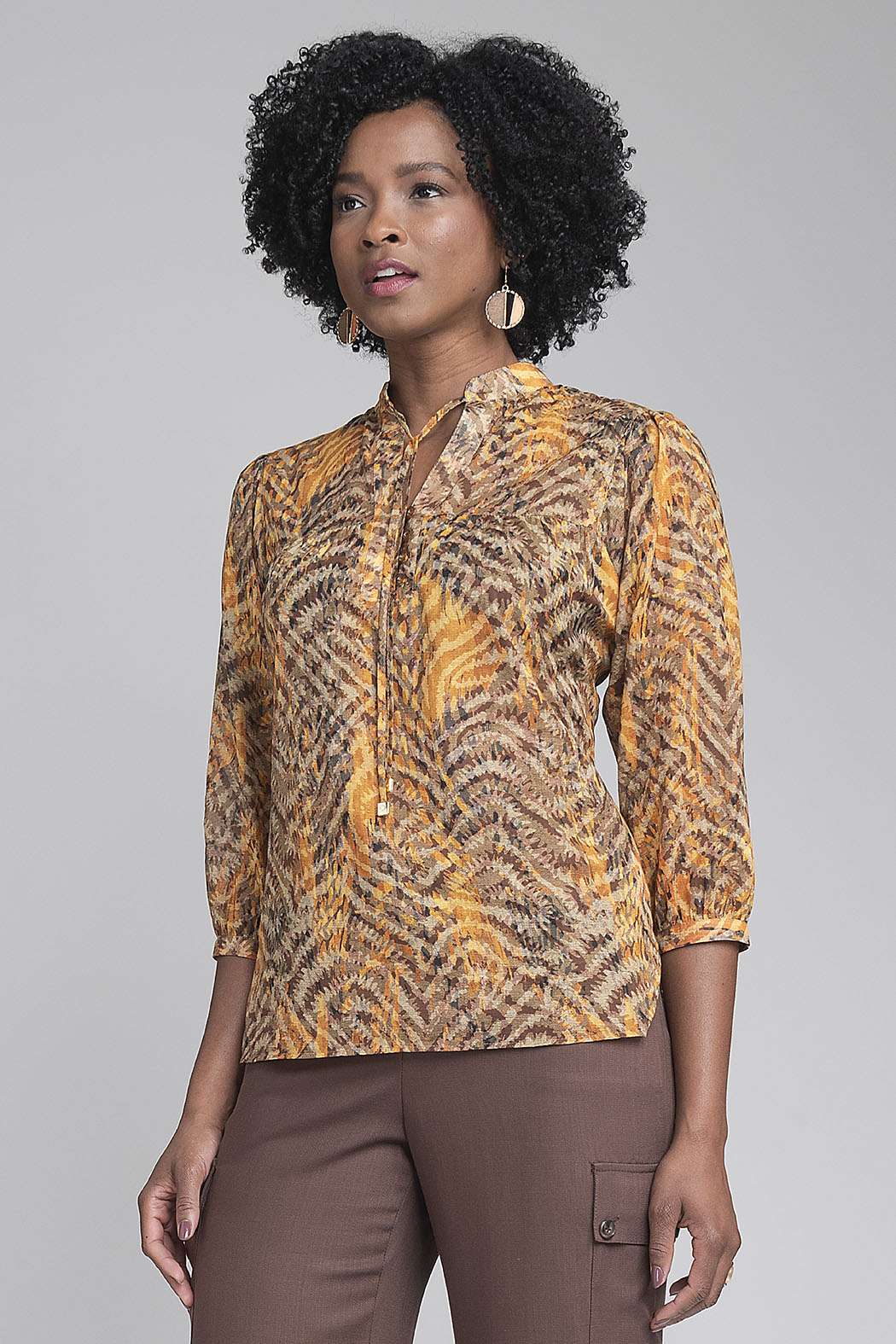 Blusa Estampada Con Manga 3/4