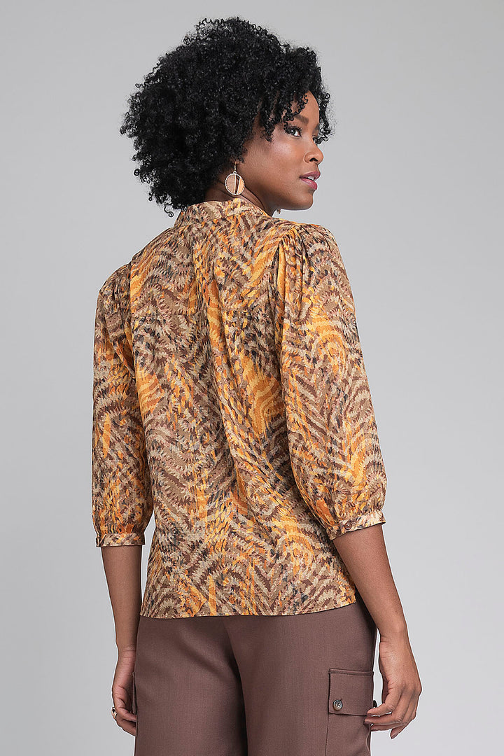 Blusa Estampada Con Manga 3/4