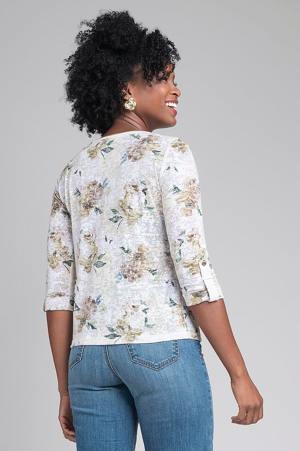 Blusa Estampada Con Cuello Redondo