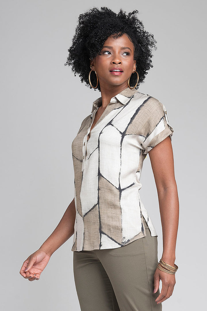 Blusa Estampada Con Manga Corta