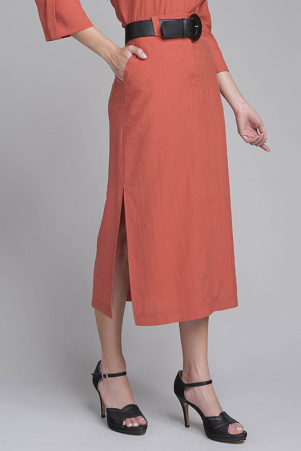 Falda Larga Lisa Corte Recto