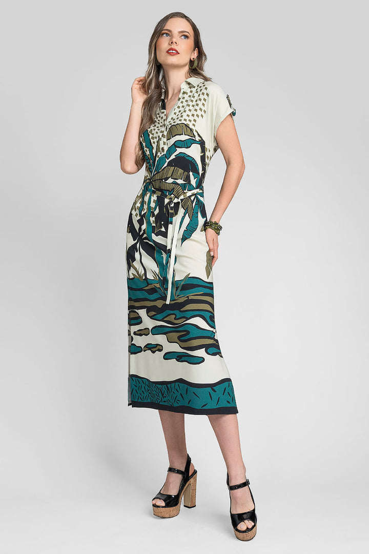 Vestido Largo Estampado De Manga Corta