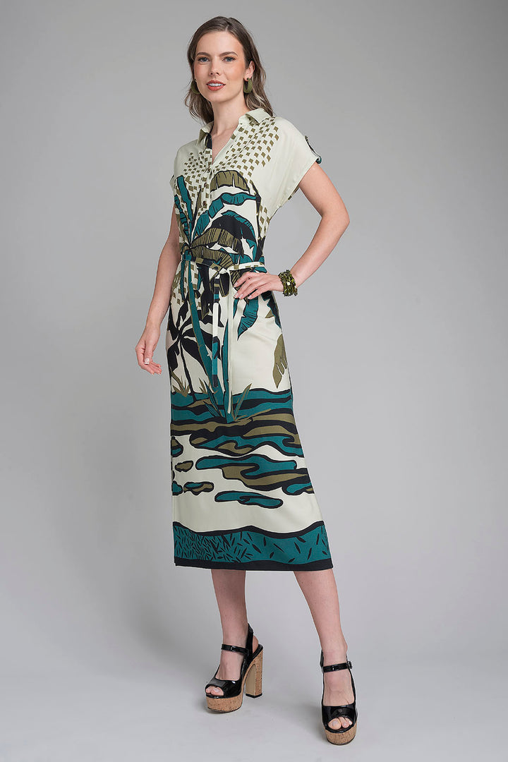 Vestido Largo Estampado De Manga Corta