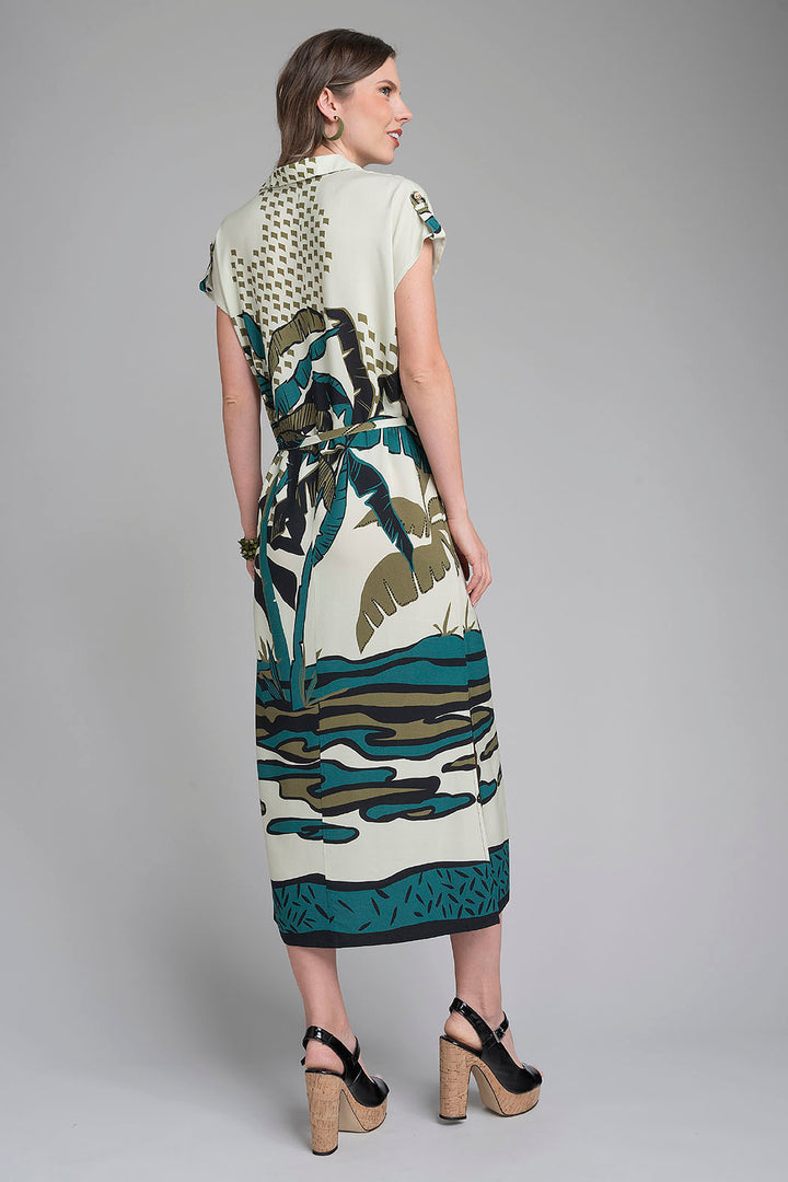 Vestido Largo Estampado De Manga Corta
