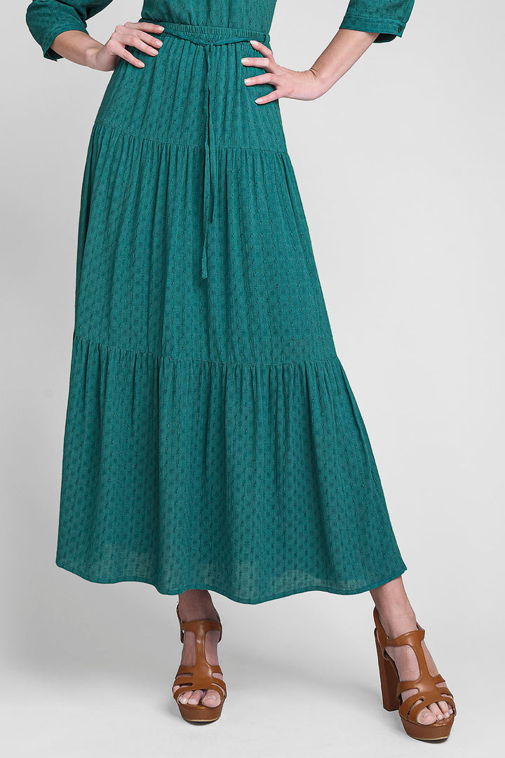 Falda Larga Lisa Con Olanes