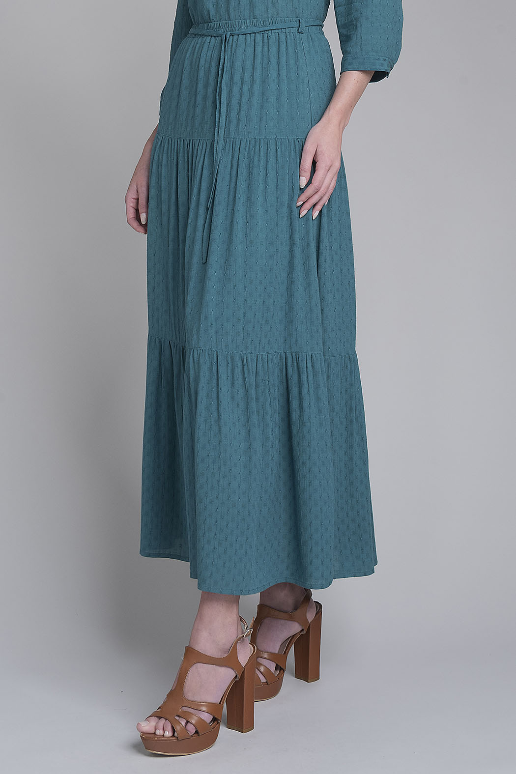 Falda Larga Lisa Con Olanes