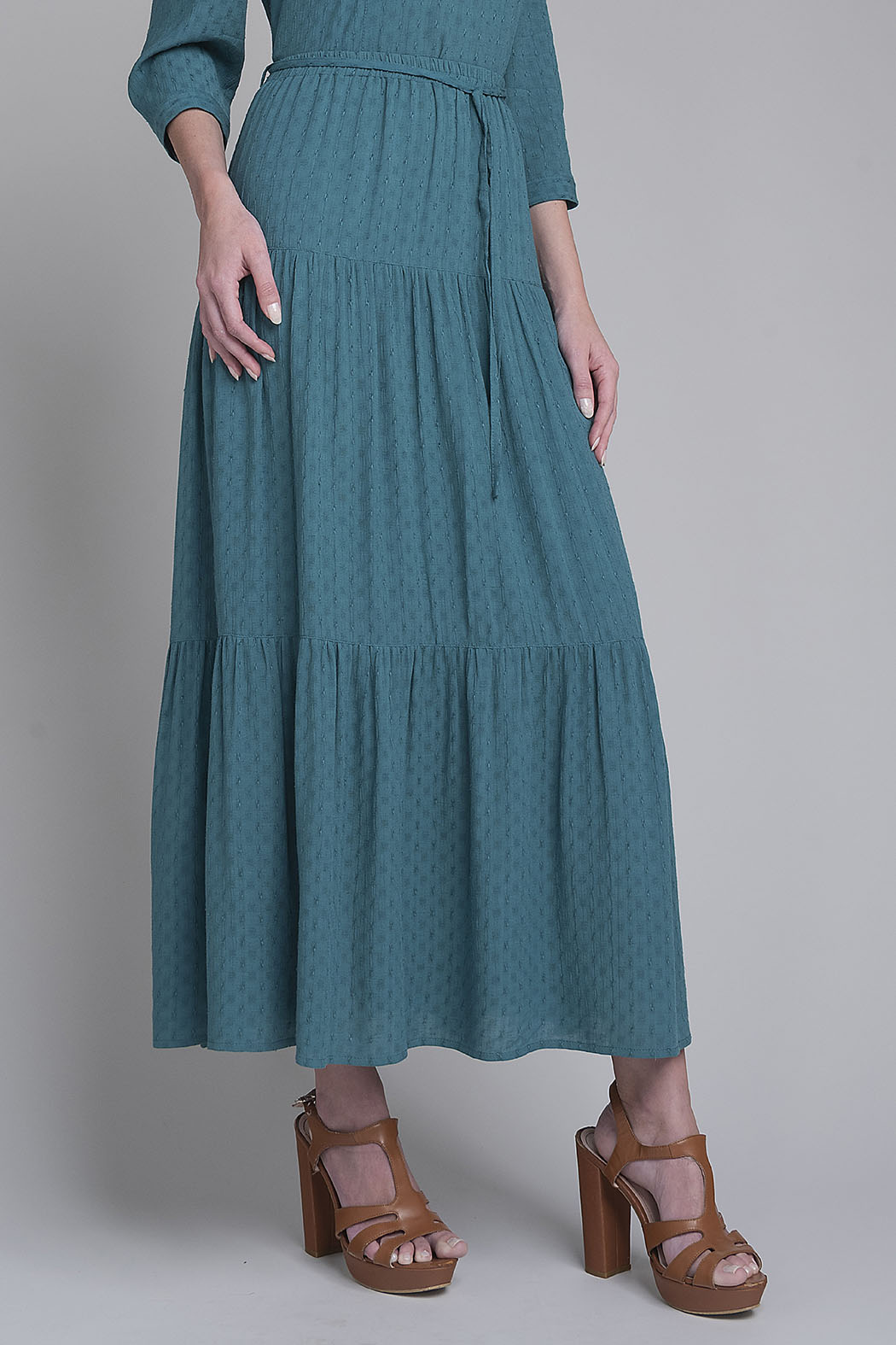 Falda Larga Lisa Con Olanes