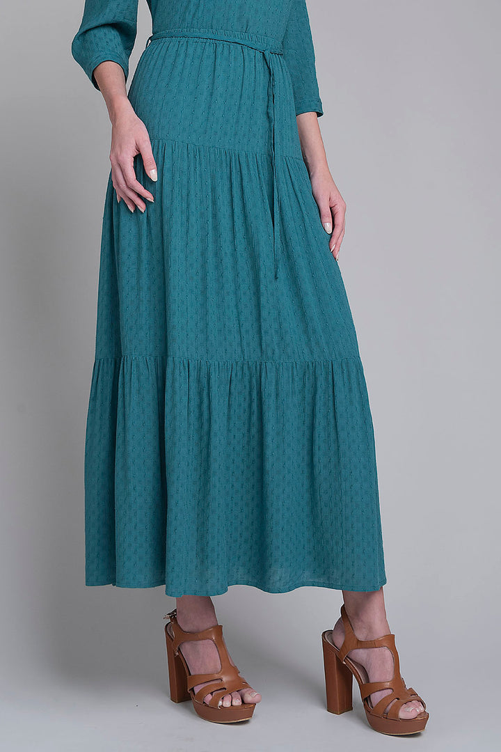 Falda Larga Lisa Con Olanes