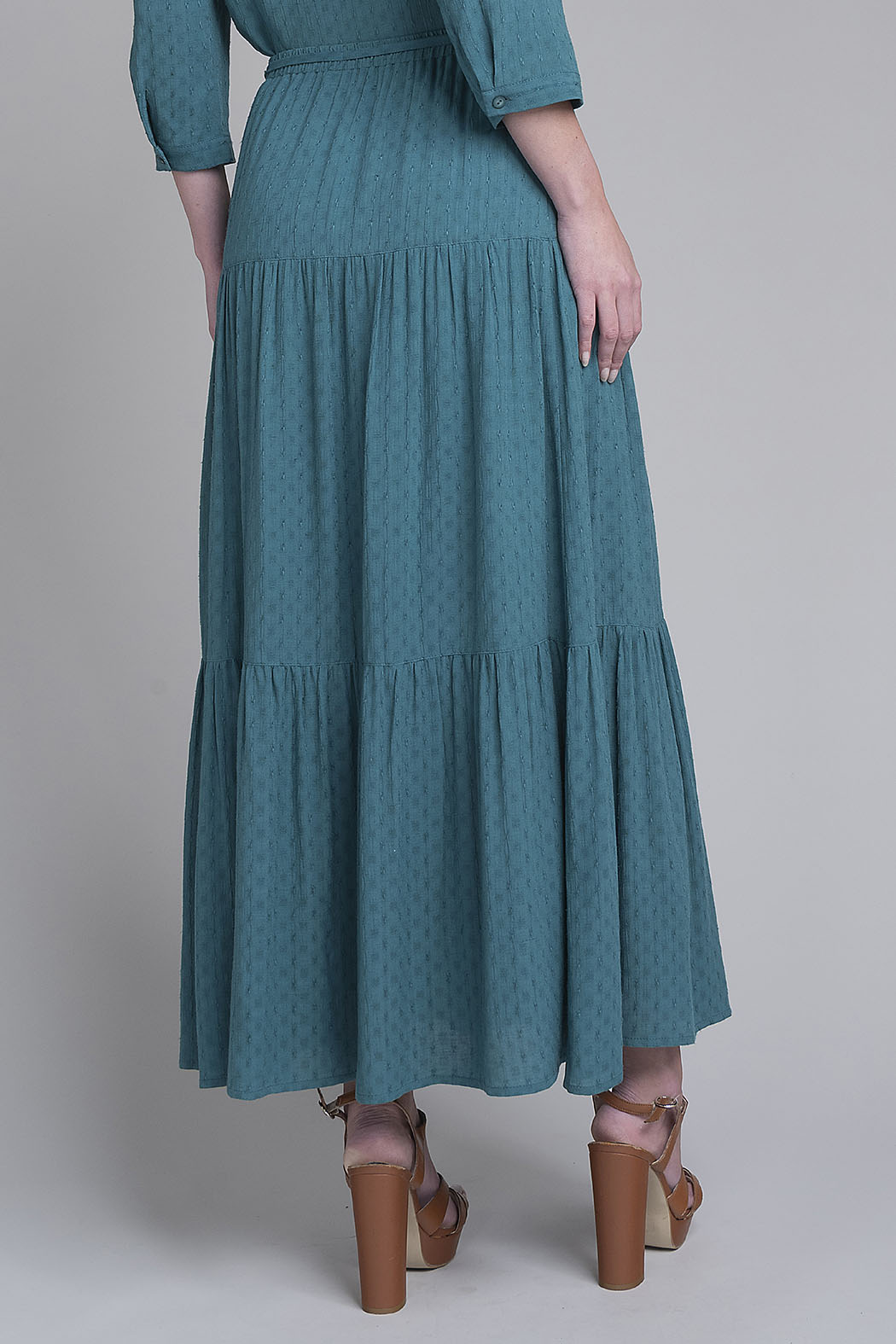 Falda Larga Lisa Con Olanes