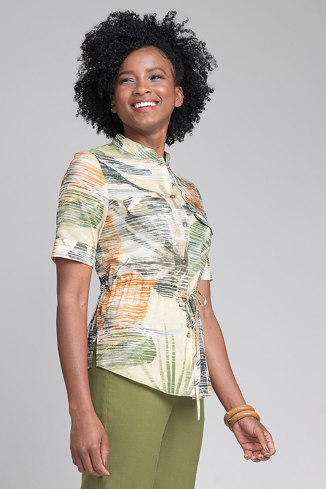 Blusa Con Estampado De Hojas