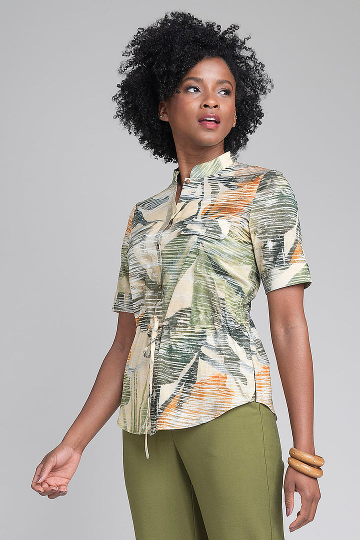 Blusa Con Estampado De Hojas