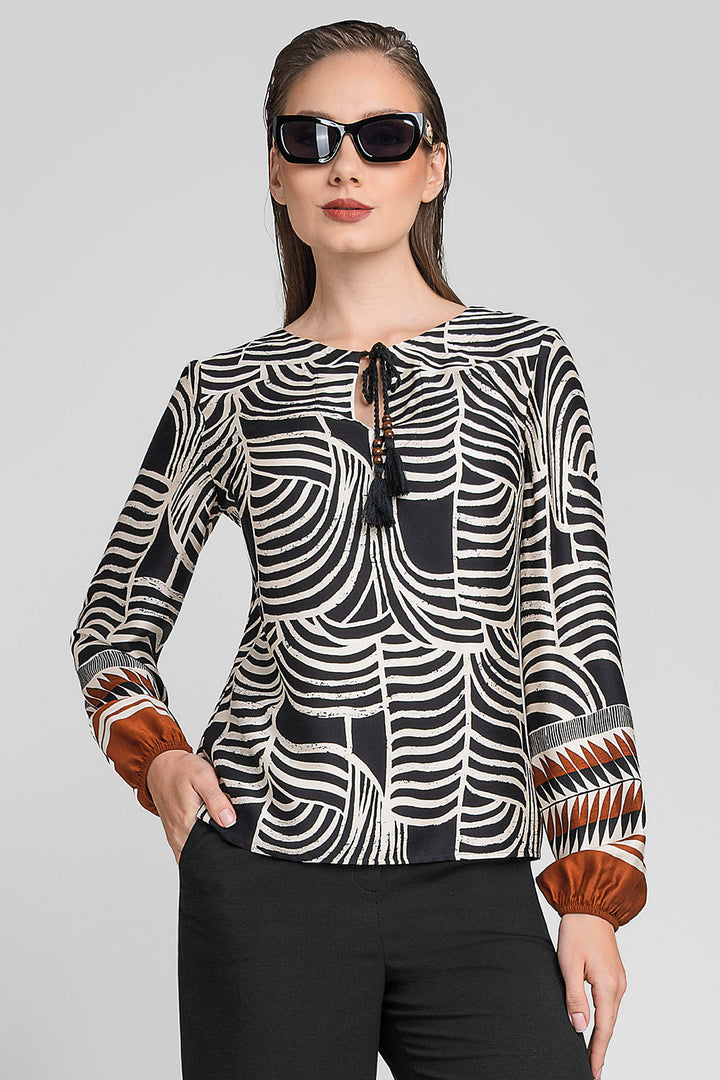 Blusa Estampada Con Manga Larga