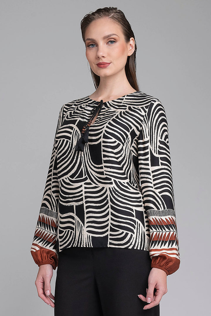Blusa Estampada Con Manga Larga