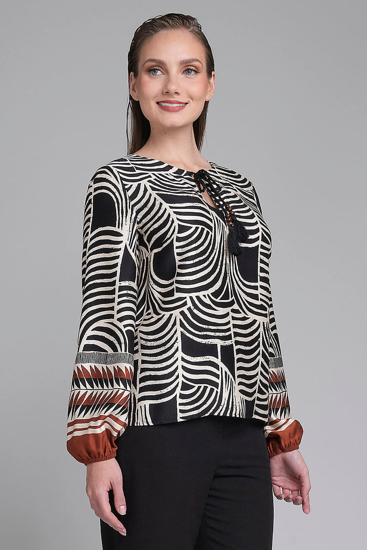 Blusa Estampada Con Manga Larga