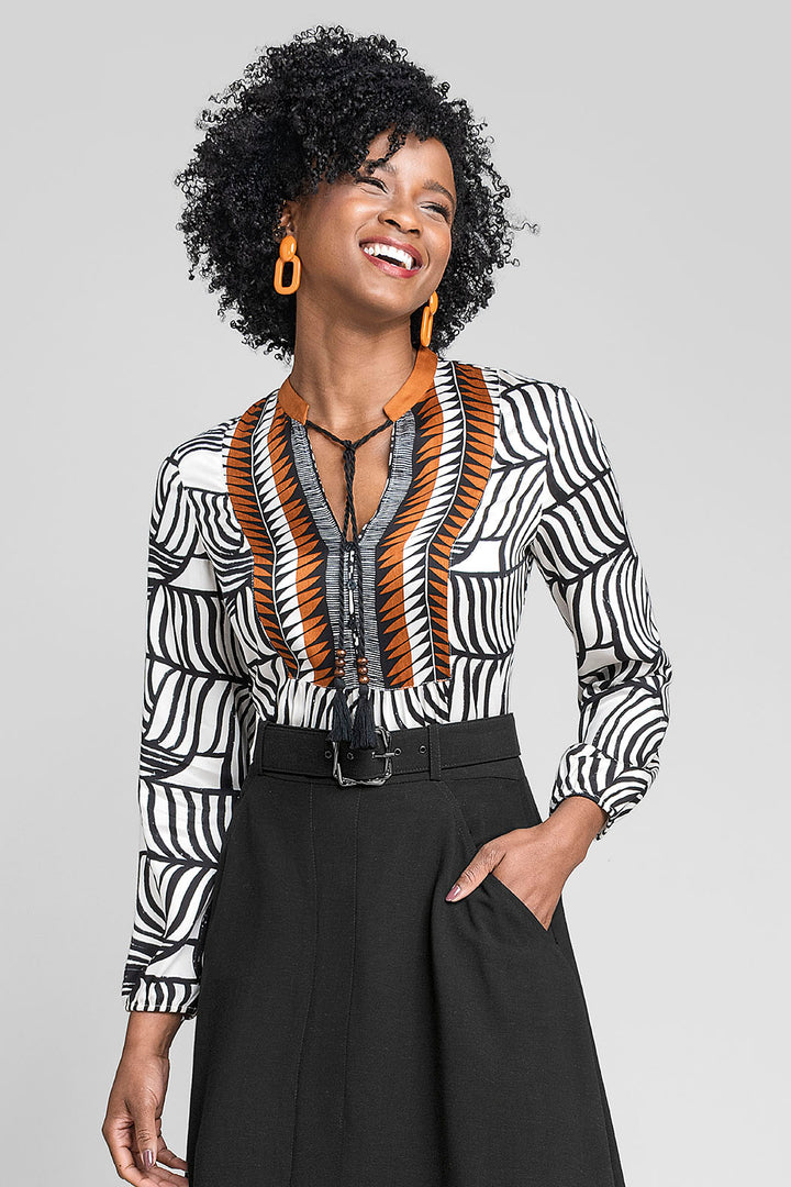 Blusa Estampada Con Manga Larga