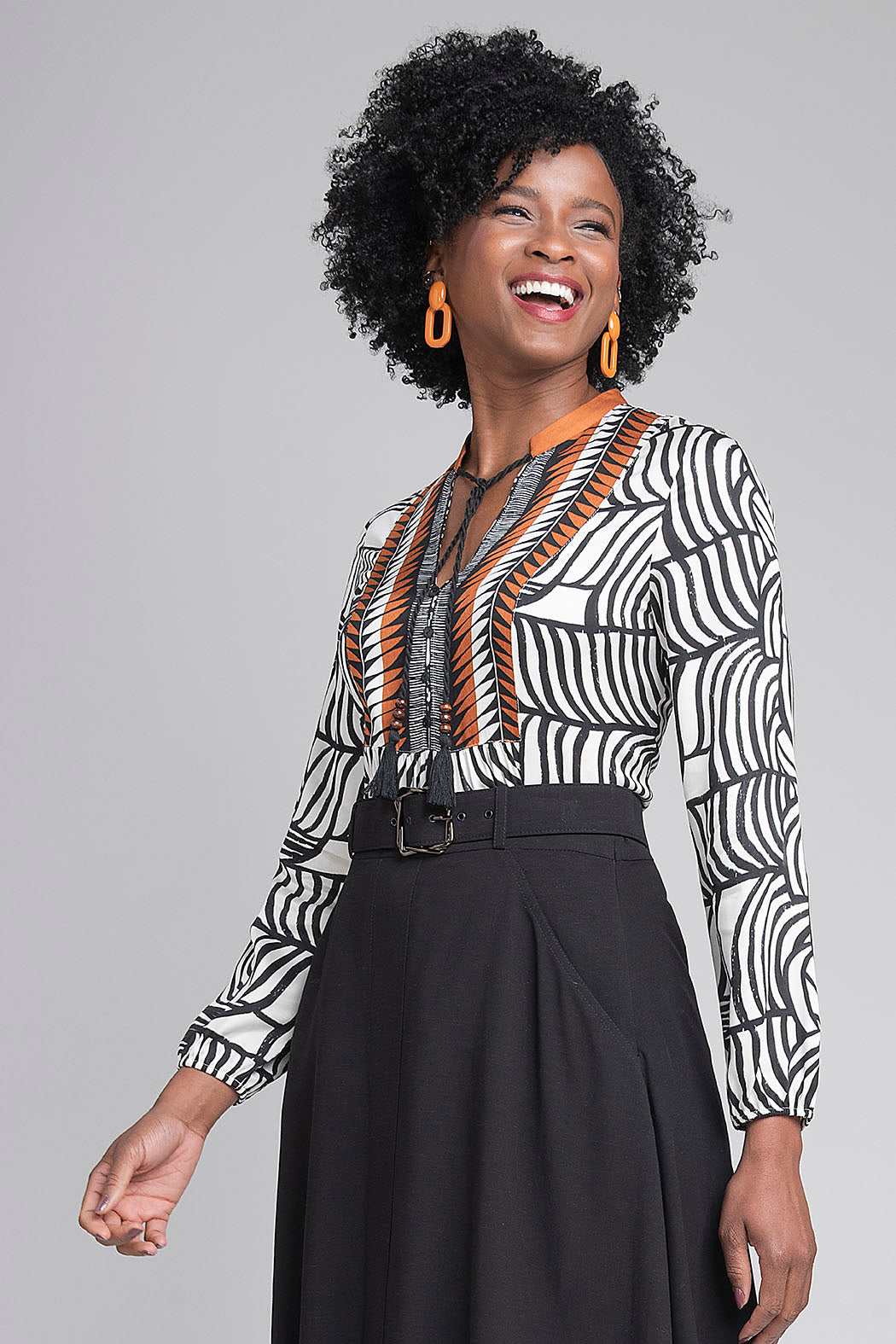 Blusa Estampada Con Manga Larga