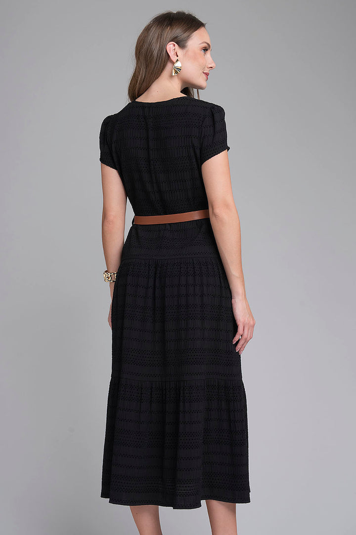 Vestido Largo Liso Con Cinturon