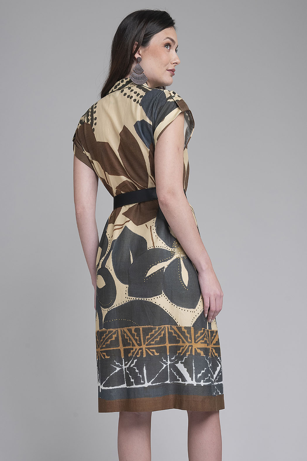 Vestido Estampado Con Cinturon