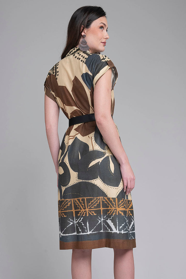 Vestido Estampado Con Cinturon