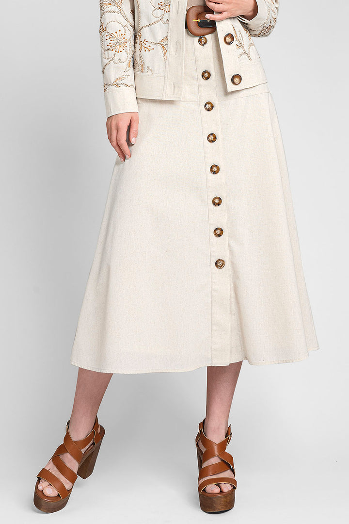 Falda Lisa Con Botones Al Frente