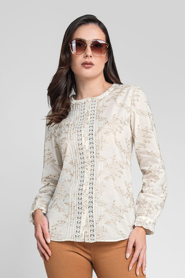 Blusa De Manga Larga Con Detalles Bordados