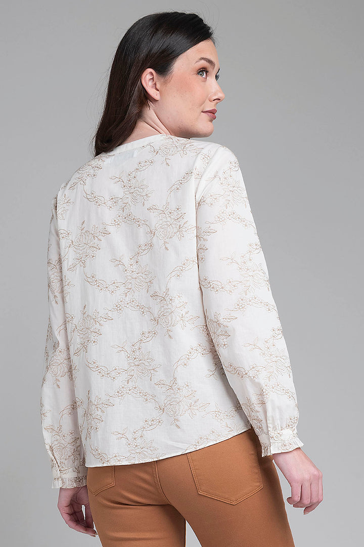 Blusa De Manga Larga Con Detalles Bordados