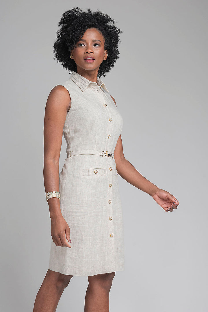 Vestido Jaspeado Con Cinturon