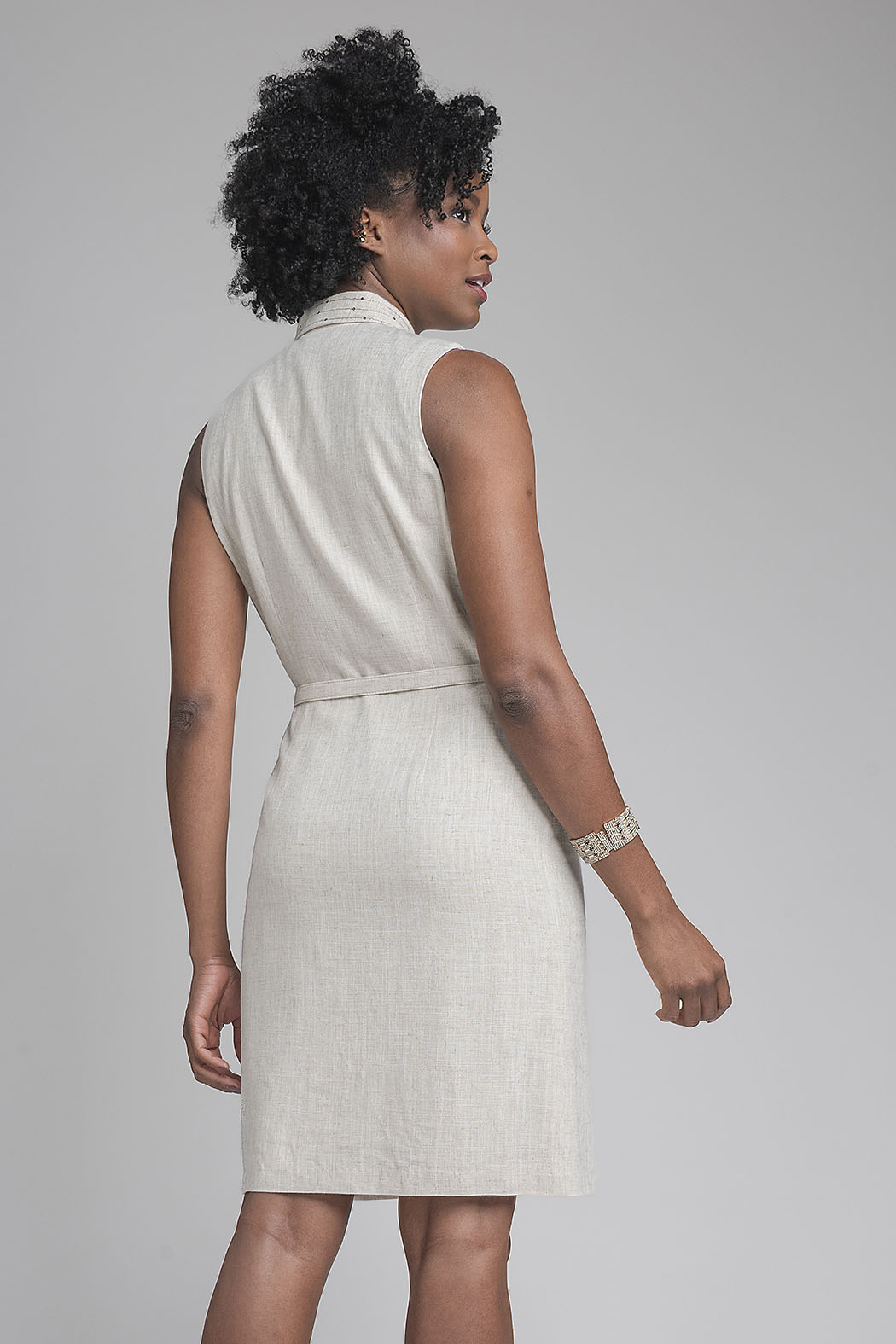 Vestido Jaspeado Con Cinturon