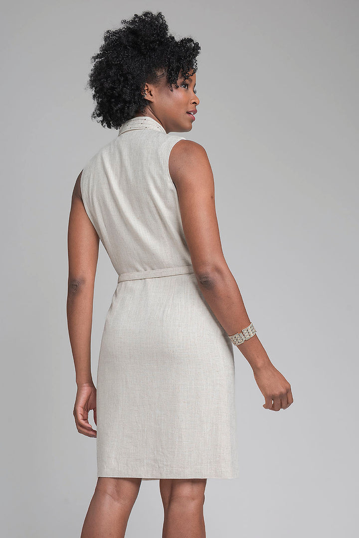 Vestido Jaspeado Con Cinturon