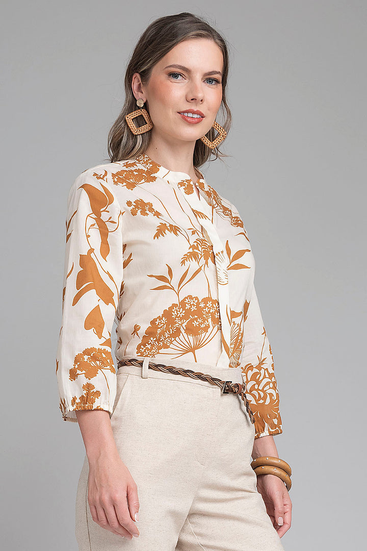 Blusa Estampada Con Manga 3/4
