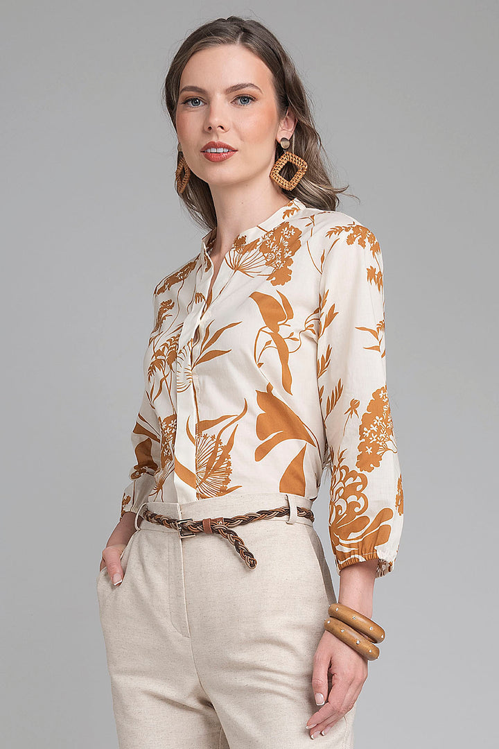 Blusa Estampada Con Manga 3/4