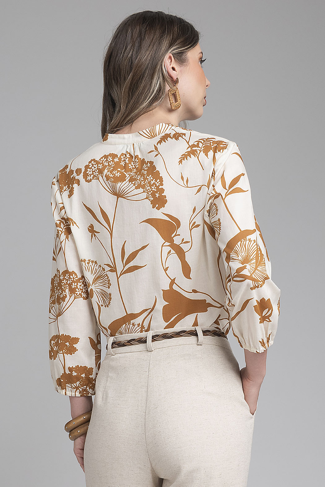 Blusa Estampada Con Manga 3/4