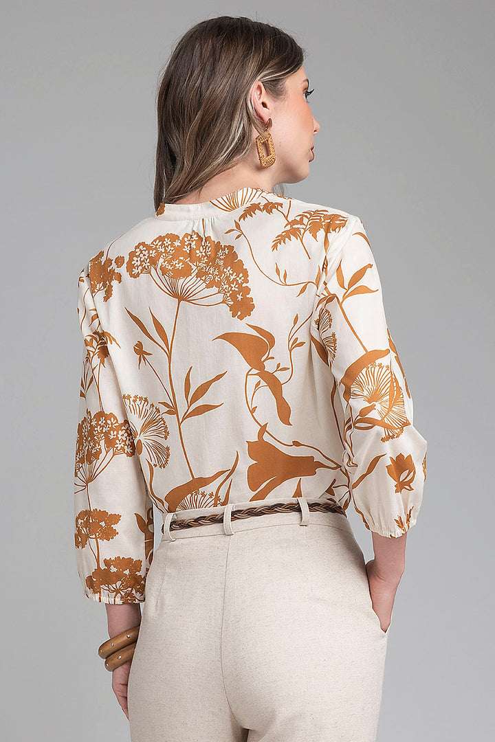 Blusa Estampada Con Manga 3/4