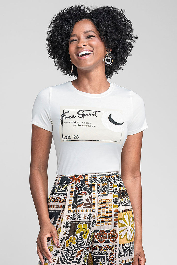 Blusa Estampada Con Cuello Redondo