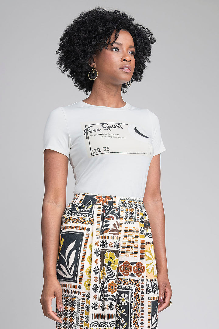 Blusa Estampada Con Cuello Redondo
