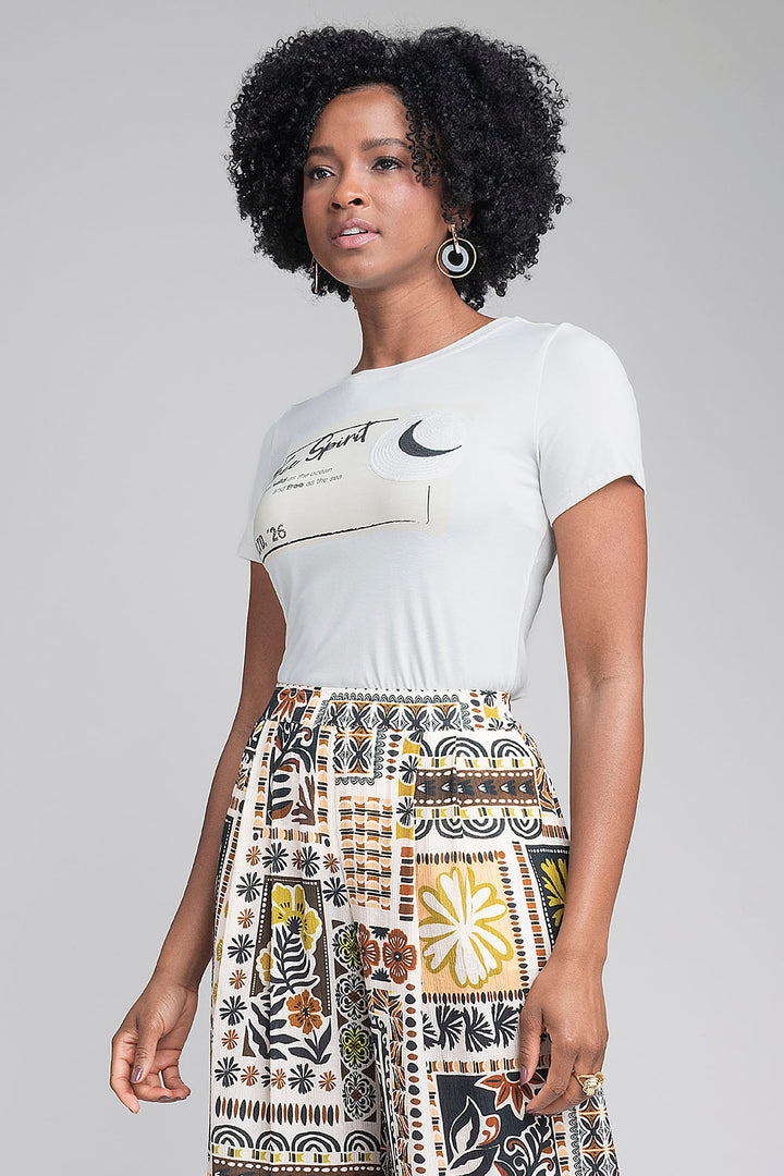 Blusa Estampada Con Cuello Redondo