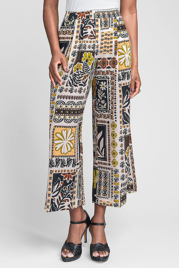 Pantalon Estampado Corte Recto