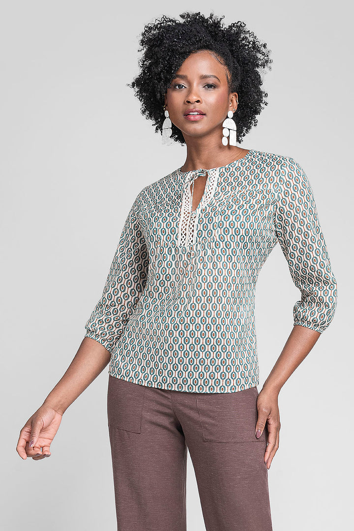 Blusa Estampada Con Manga 3/4