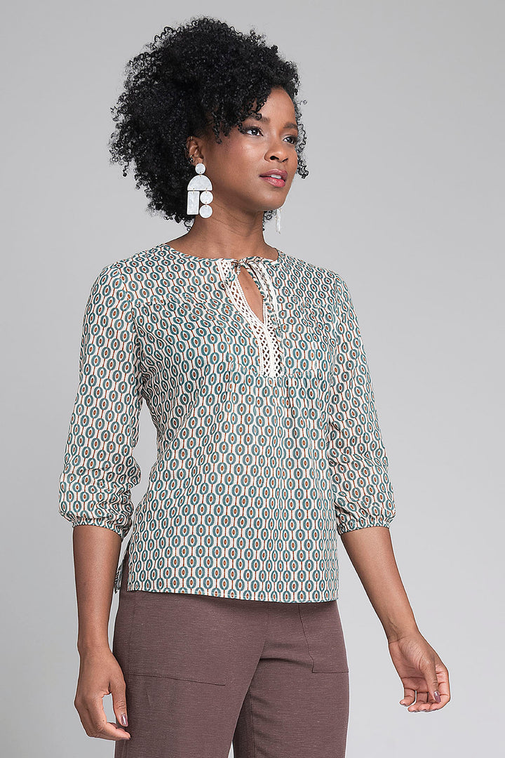 Blusa Estampada Con Manga 3/4