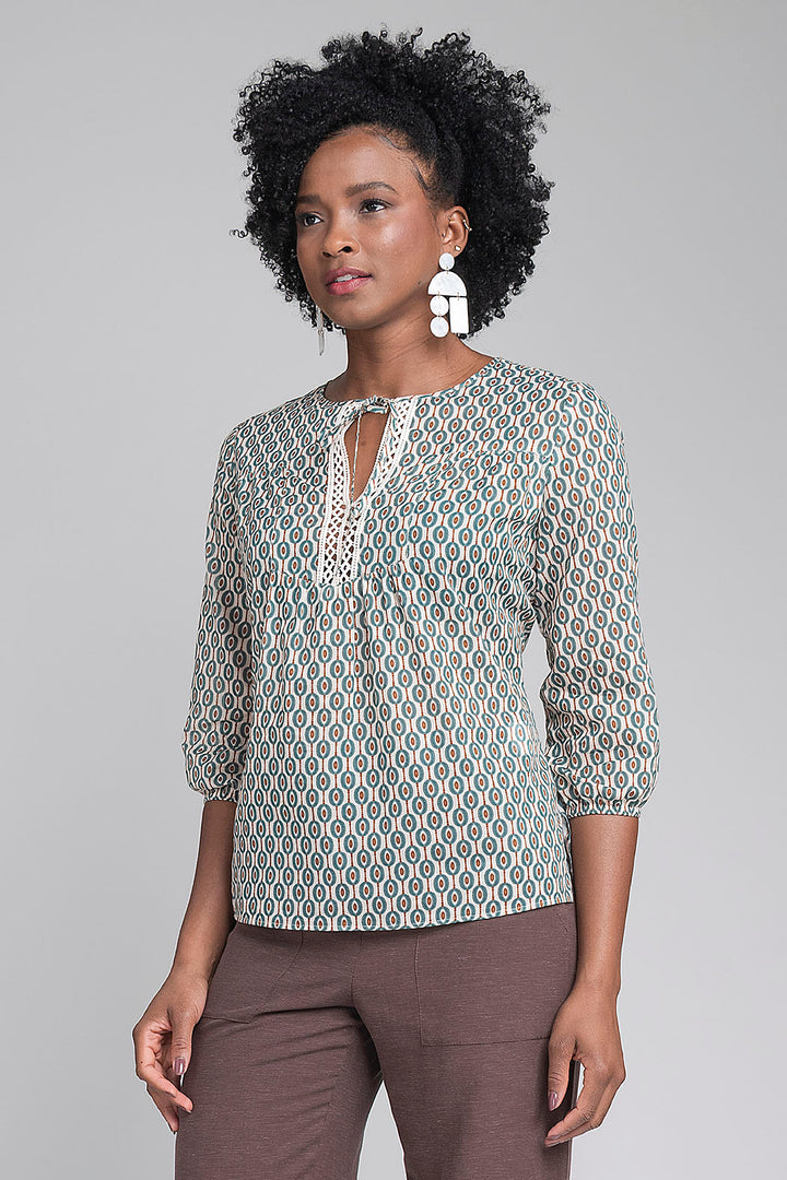 Blusa Estampada Con Manga 3/4