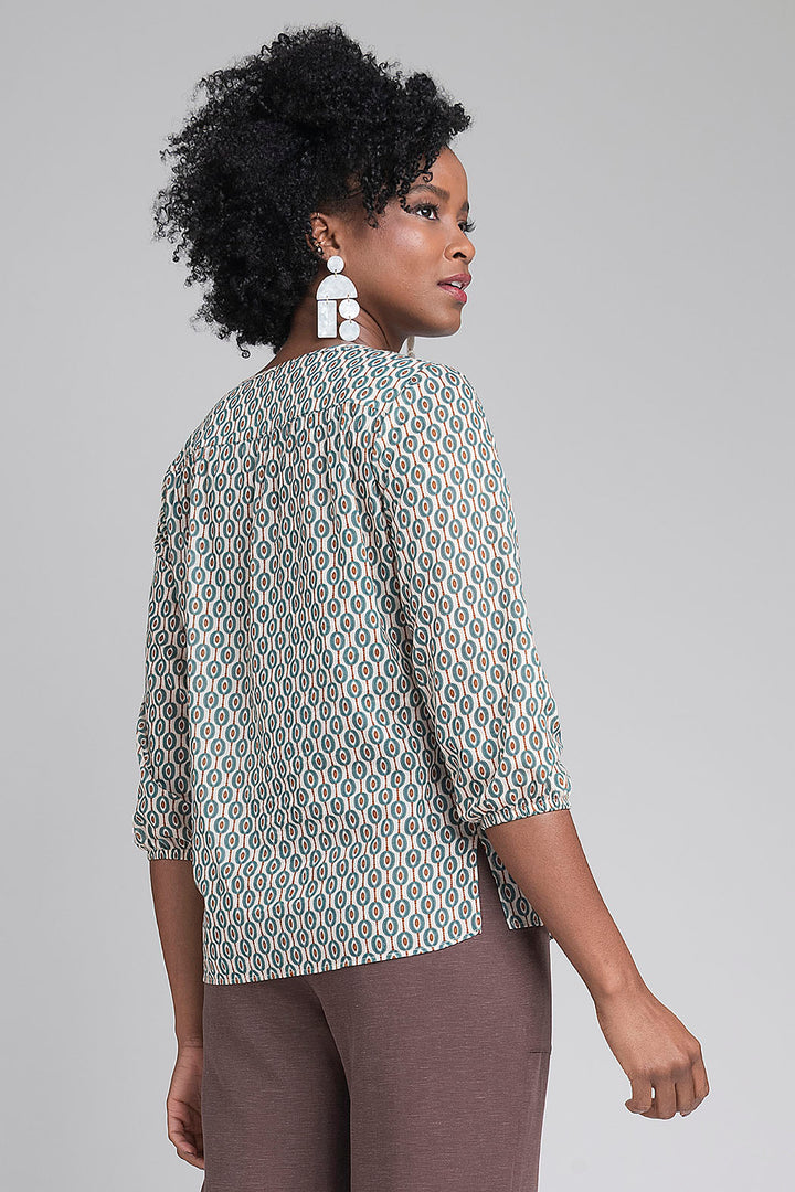 Blusa Estampada Con Manga 3/4