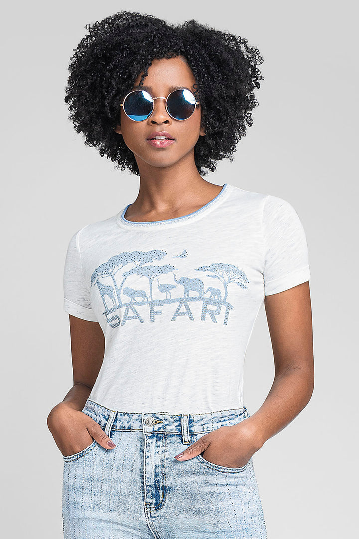 Blusa De Manga Corta Con Estampado
