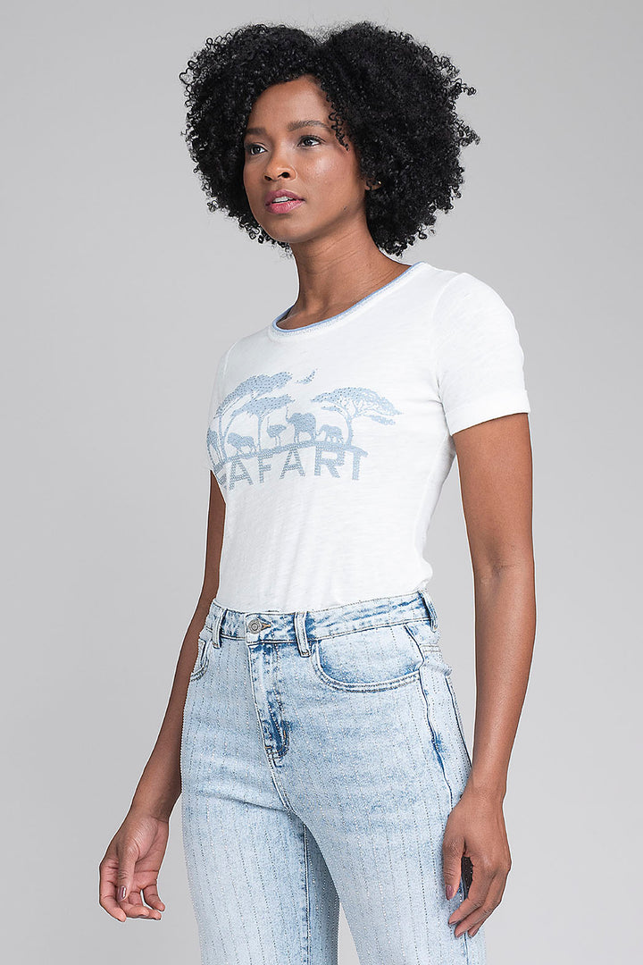 Blusa De Manga Corta Con Estampado