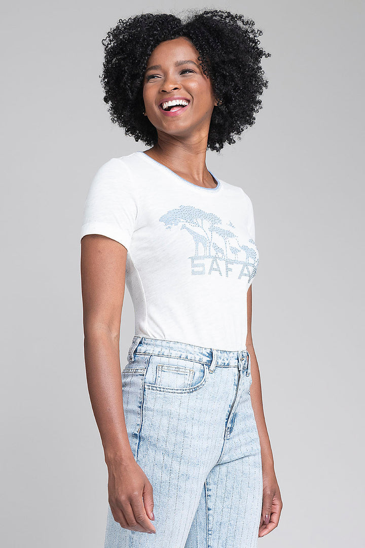 Blusa De Manga Corta Con Estampado