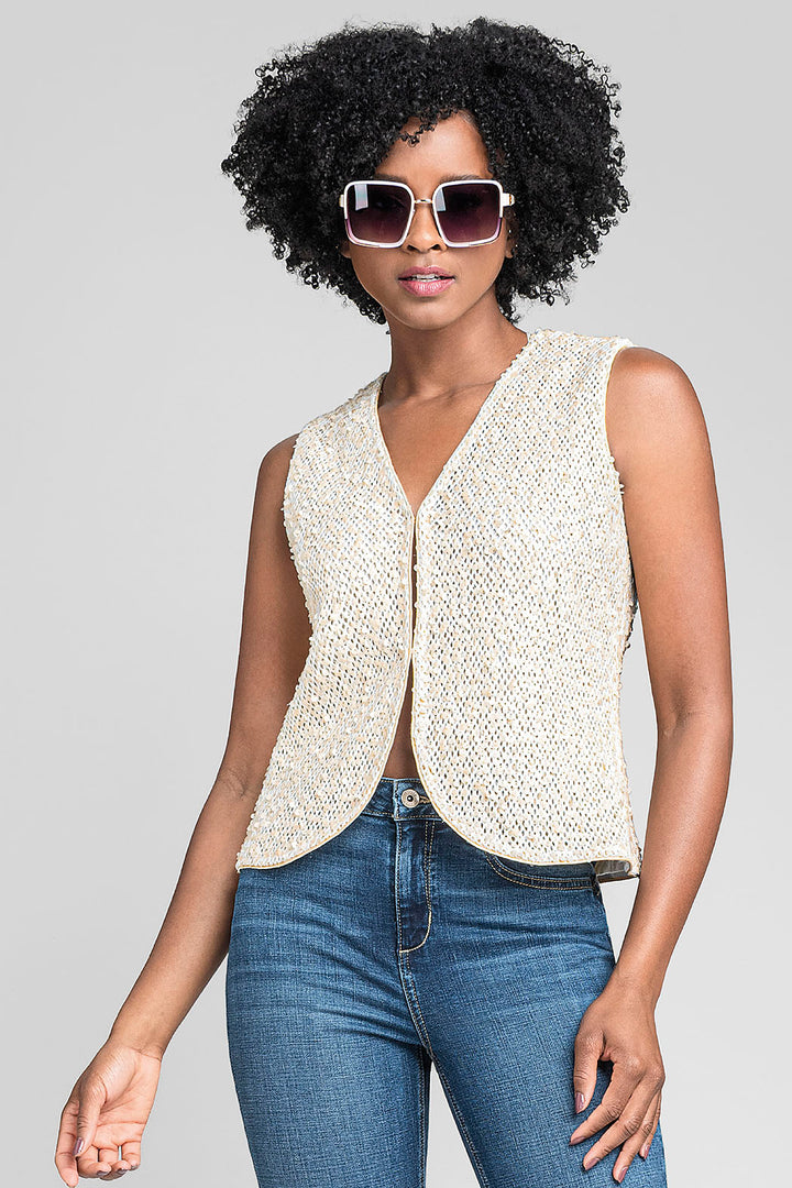 Chaleco Calado Con Lentejuelas