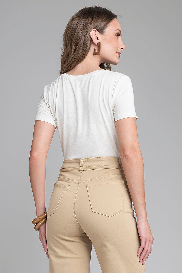 Blusa De Manga Corta Con Estampado De Flor