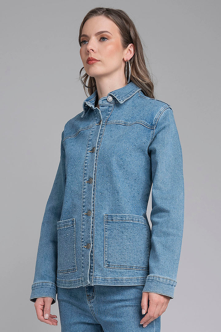 Chamarra De Mezclilla Con Brillos