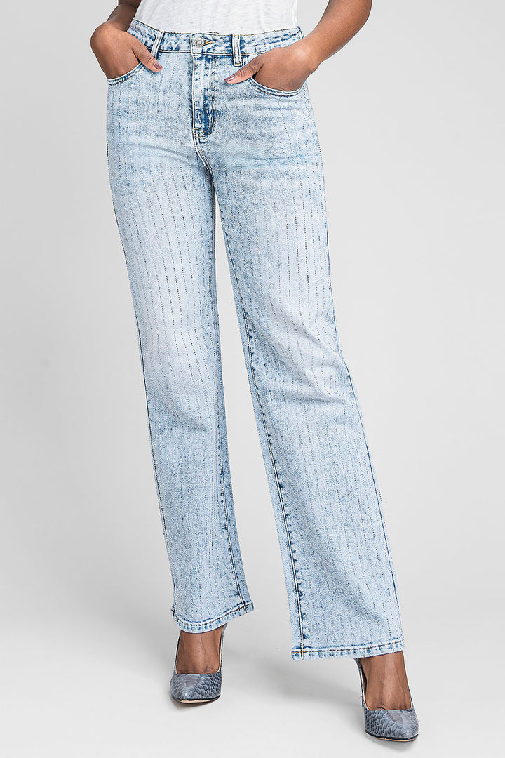 Pantalon De Mezclilla Con Brillos