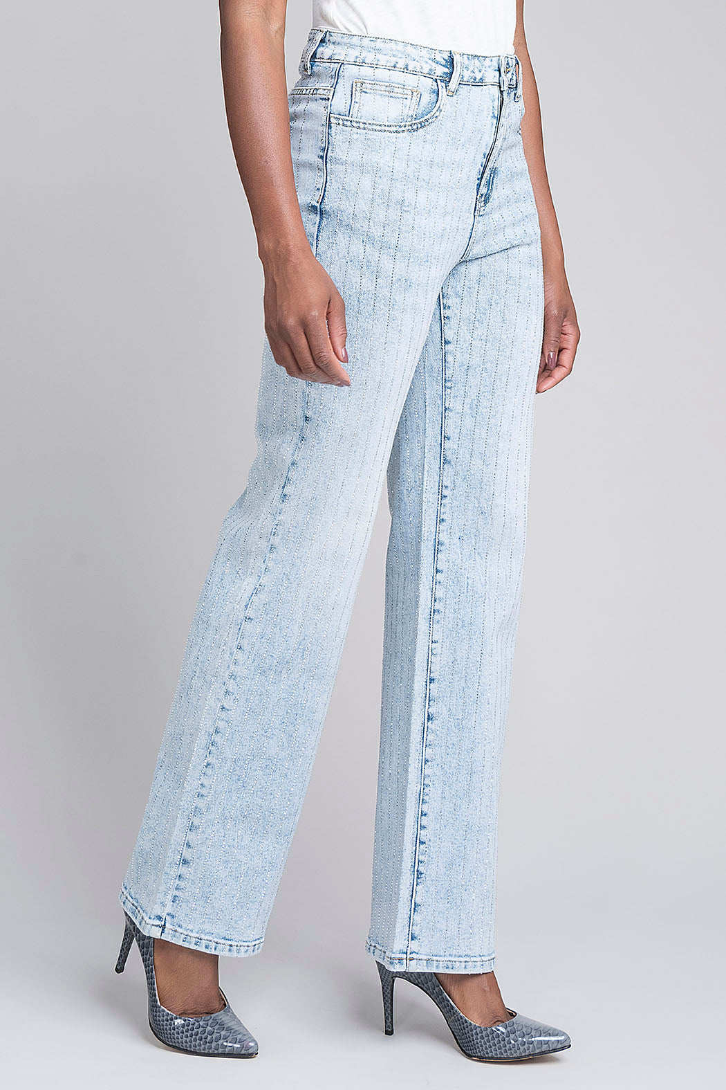 Pantalon De Mezclilla Con Brillos